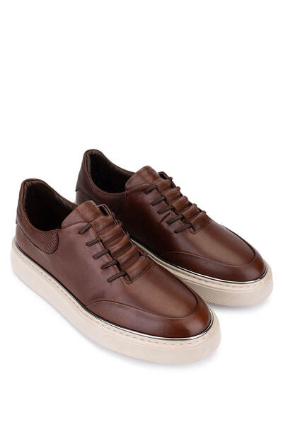 Tamer Tanca Men's Genuine Leather Brown Sneakers & Sports Shoes