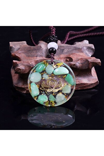 Ezera - Orgonite pendant with Amazonite semi-precious stones and lotus symbol, Kaia, 3.9 cm