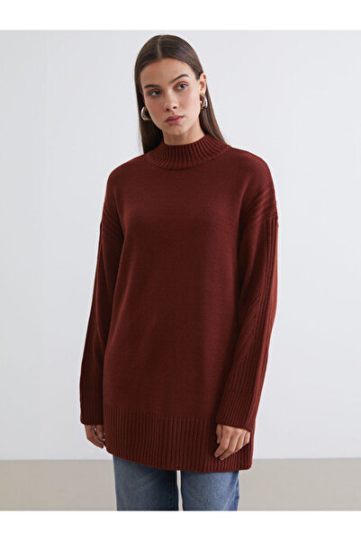LC Waikiki Brown Half Turtleneck Women's Knitwear Tunic