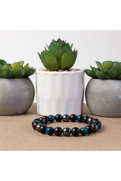 Ezera CLEO bracelet with 8 mm lava stones and magnetic hematite