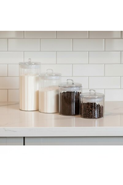 Suo Home Minimalist Pantry Set 4-Piece Borosilicate Glass Vacuum Lid Jar Set