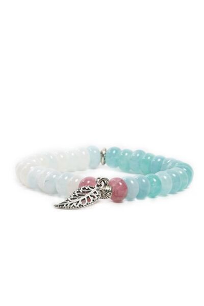 Ezera Mayra Handmade Women's Bracelet - Morganite Crystals, 8x5mm Beads, White-Blue, 17-18 cm