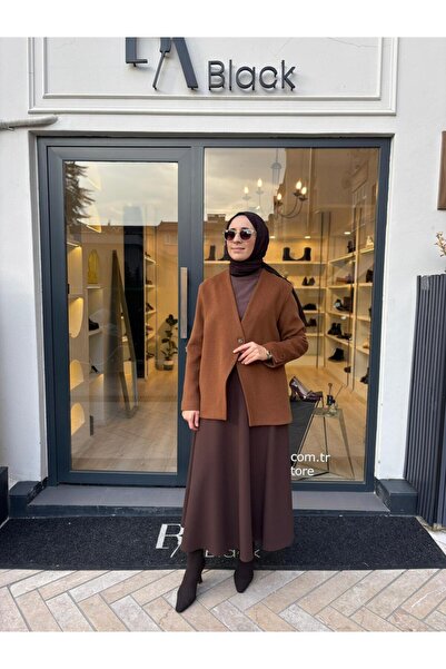 QOOQ STORE 26FW618 Γυναικείο μπουφάν με ένα κουμπί Camel