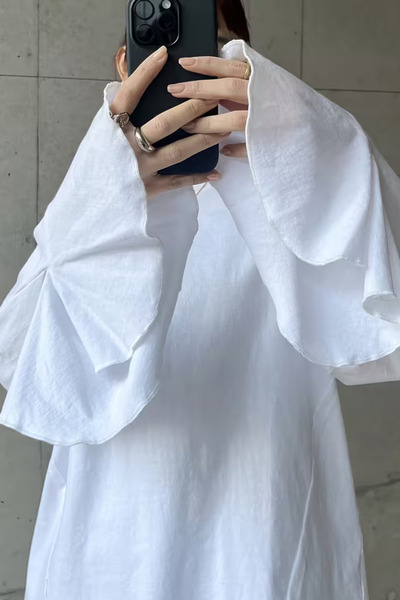 BLUE STREET Bluză albă pentru femei croială largă Zil Sleeve supradimensionat