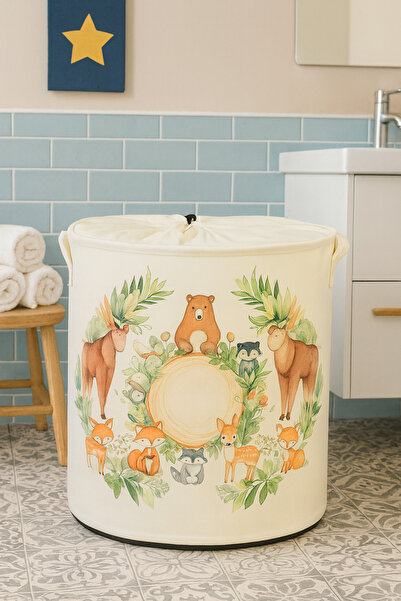 homyjr's صندوق تخزين الألعاب ذو مطبوع فتحات من Zoo، سلة الغسيل المتسخة، سلة ت...