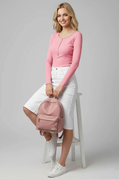 ZENGEZUR MALL Lvsqvr Snap Detailed Blouse Pink T4343 (182826) (Size: S)