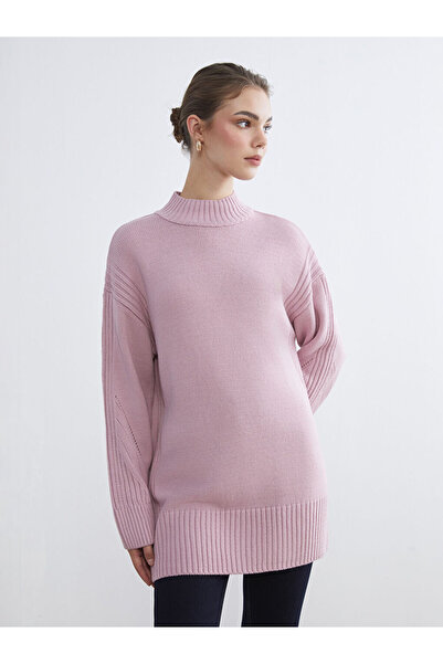 LC Waikiki Pink Half Turtleneck Women's Knitwear Tunic