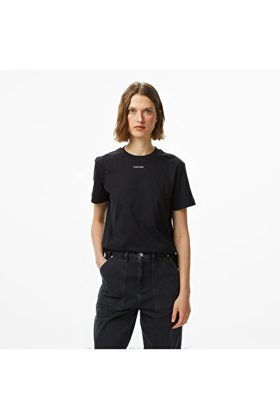 Calvin Klein Classic Logo Kadın Siyah T-Shirt