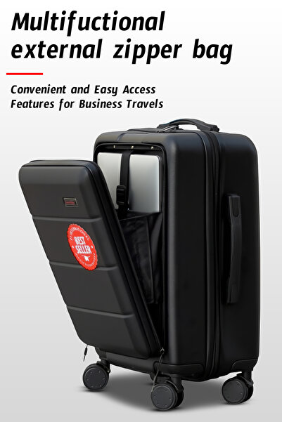 ZAAPPY Front Open Hard shell ABS Carry-On Luggage, Lightweight, Laptop Compartment, Removable Wheels