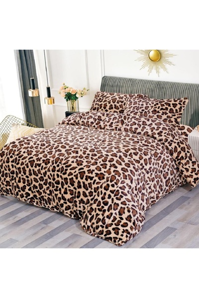 OEM Bed linen, Cocolino, 2 persons, 4 pieces, with elastic, cream, animal print, CC460