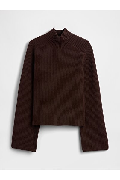 GAP Kadın Kahverengi CashSoft Shaker Örgü Turtleneck Kazak