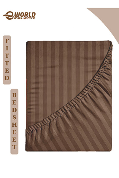 Eworld Single Size Striped Microfiber Fitted Bedsheet, Deep Pocket,Breathable...