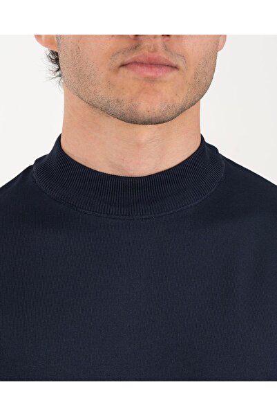 TerziAdemAltun Italian Style S Slim Fit Crew Neck Knitwear Sweater Navy Blue T14525