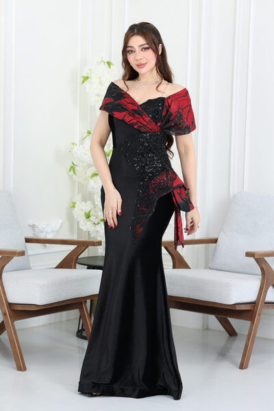modern designer long royal velvet dress