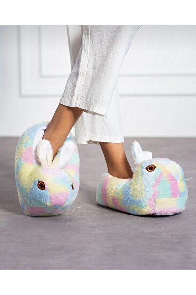 Ems Plush Sleeves with Rabbit Figures Home Slippers Unisex