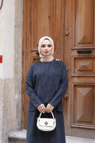 NİSUM MODA Shoulder Pleated Silk Suede Dress