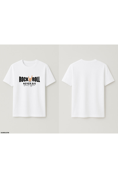 CALKARCOLLECTION Unisex Oversized Rock Roll Never Die T-Shirt