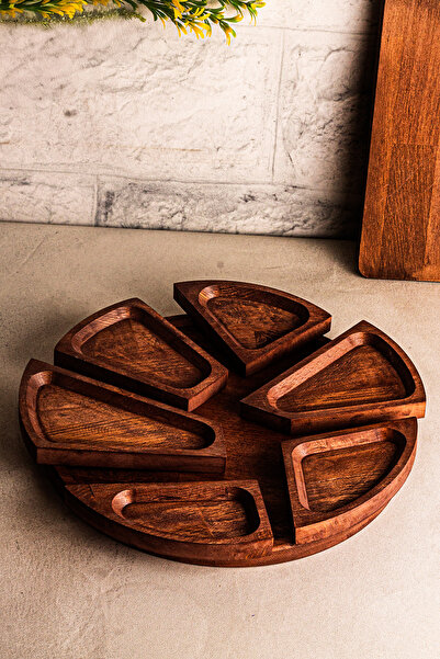 Snippy Nova - 7 Piece Wooden Snack Plate Breakfast Plate Presentation Set