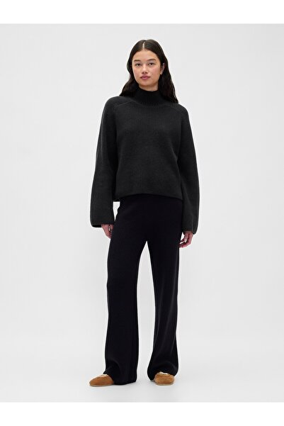 GAP Kadın Siyah CashSoft Shaker Örgü Turtleneck Kazak