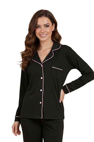 vory Women's Modal Shirt Collar Buttoned 2-Piece Pajama Set Vr.Pa30.T01.Y11.1X