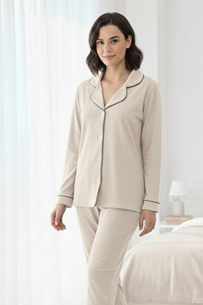 vory Women's Modal Shirt Collar Buttoned 2-Piece Pajama Set Vr.Pa30.T01.Y11.1X