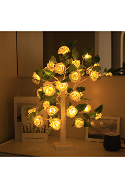Mavi Keys Dekoratif LED Işıklı Gül Ağacı Lamba – Kırmızı Işık , Masa Üstü Gec...