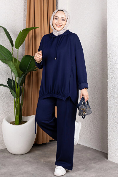 Moda MSK Σετ δύο τεμαχίων Modal Fabric Navy Blue oversized