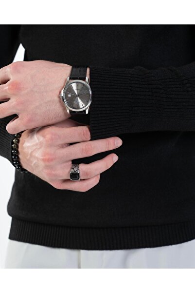 TerziAdemAltun Italian Style S Slim Fit Knitwear Turtleneck High-Neck Sweater Black T13093