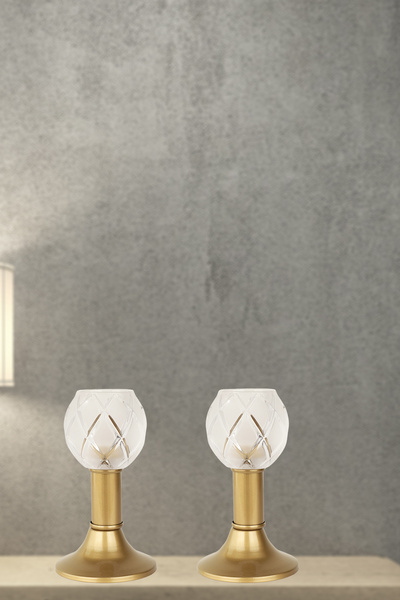 Begüsa Nira 2 Adet Camlı Tealight Mumluk Eskitme