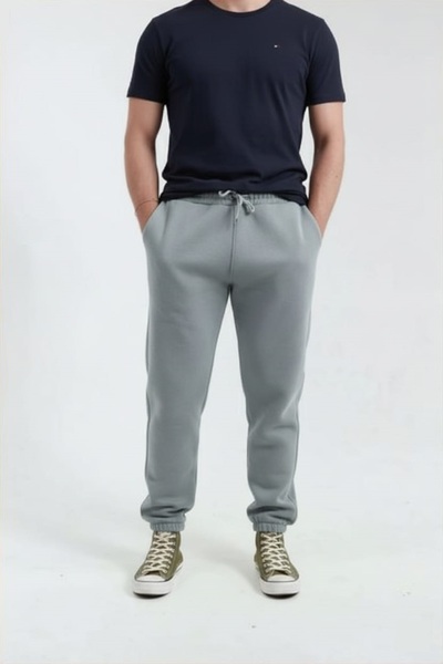 fh fashionhere Men's Elasticated Cuffs 3 Thread Cotton Soft Jogger Light Smoked Sweatpants