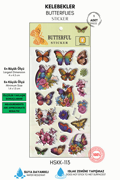 Mielibon Renkli Fantasia Kelebek Sticker Seti – Kabartmalı Premium Koleksiyon