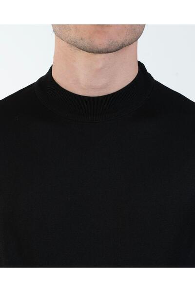 TerziAdemAltun Italian Style S Slim Fit Crew Neck Knitwear Sweater Black T14494