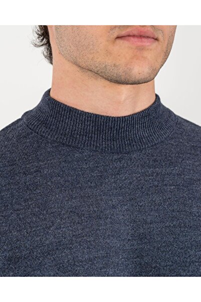 TerziAdemAltun Italian Style S Slim Fit Men's Half Turtleneck Knitwear Sweater Navy Blue T13116