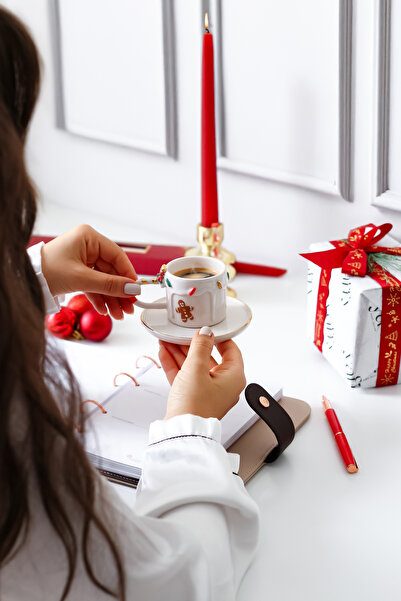 SİNEM YAMAN HOME New Year's Mini Cookie Ceramic Cup / New Year Themed Cup