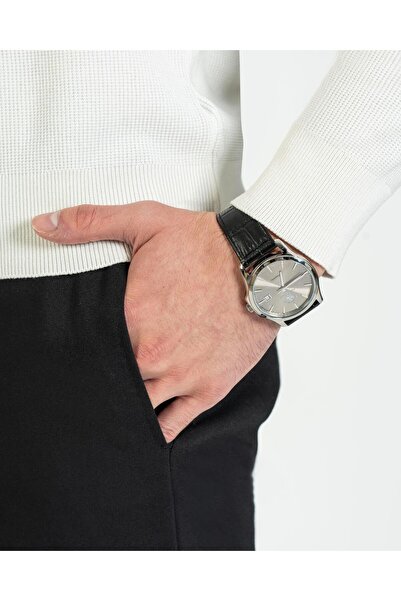 TerziAdemAltun Italian Style S Slim Fit Zipper Half Herringbone Knitwear Men's Sweater Ecru T13532