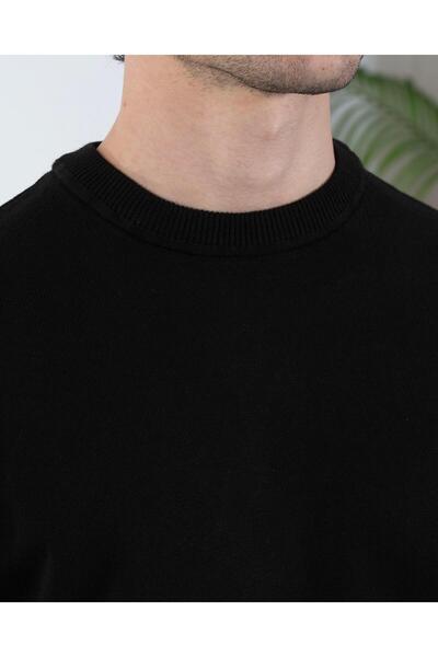 TerziAdemAltun Italian Style S Slim Fit Men's Crew Neck Knitwear Sweater Black T13123