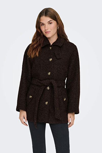 JDY Γυναικείο παλτό Jdynevada με ζώνη στη μέση, κεντημένο με καστανόχρωμο καφέ 15355063