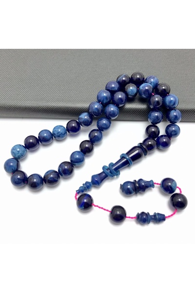 KANUNİ TESBİH Rozariu Küre croială din chihlimbar albastru moaré