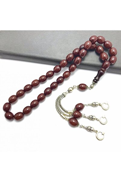 KANUNİ TESBİH Rozariu din chihlimbari de dimensiuni mari, model Old Casting, cu detaliu de semiluna și stea