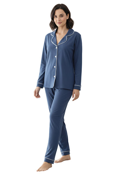 vory Women's Modal Shirt Collar Buttoned 2-Piece Pajama Set Vr.Pa30.T01.Y11.1X