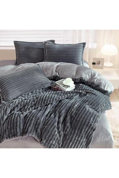 OEM Bed linen, Cocolino, embossed, 2 persons, 4 pieces, dark gray, CCU465