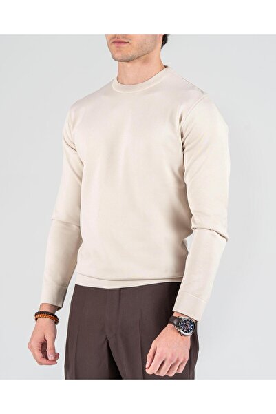 TerziAdemAltun Italian Style S Slim Fit Crew Neck Knitwear Sweater Stone T14495