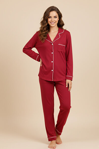 vory Women's Modal Shirt Collar Buttoned 2-Piece Pajama Set Vr.Pa30.T01.Y11.1X