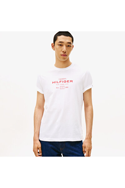 Tommy Hilfiger Stack Graphic Erkek Beyaz T-Shirt