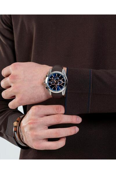 TerziAdemAltun Italian Style S Slim Fit Crew Neck Knitwear Sweater Brown T14506