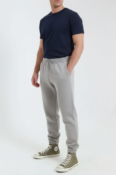 fh fashionhere Men's Elasticated Cuffs 3 Thread Cotton Soft Jogger Stone Color Sweatpants