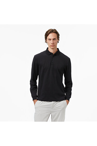 Nautica Erkek Siyah Classic Fit Uzun Kollu Polo Yaka T-Shirt