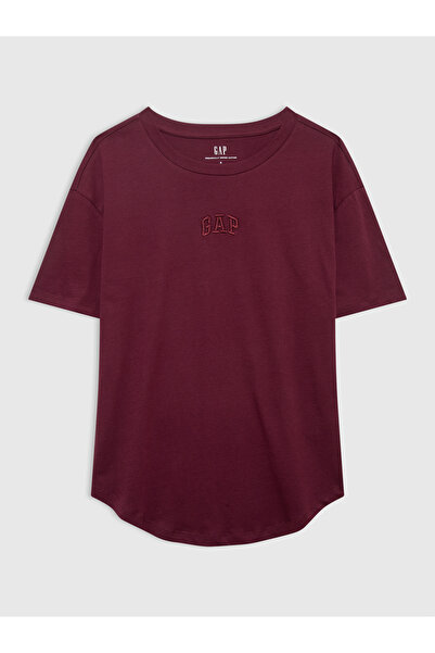 GAP Kadın Bordo Arch Logo T-Shirt