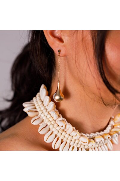 Ezera - Long drop earrings with synthetic pearl, 6.6 cm