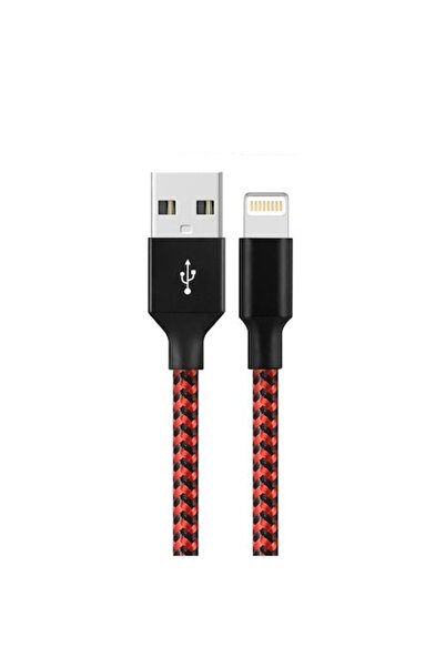Flippy USB-A to Lightning Phone Data Cable for iPhone, 1 m, Red-Black braided
